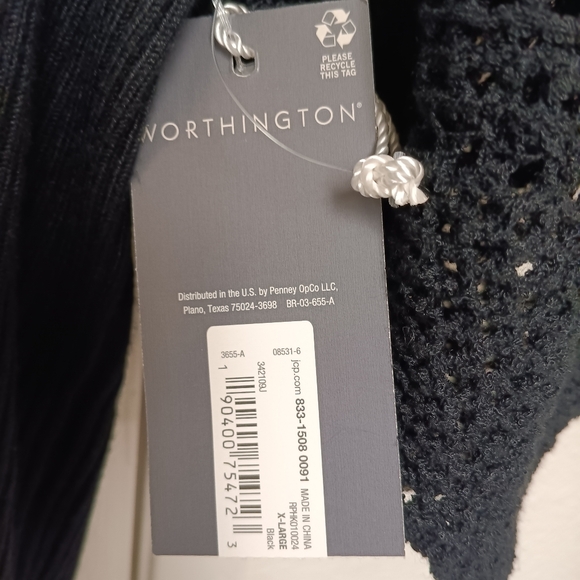 NWT Black Worthington Blouse with Knitted Short Sleeves - Picture 3 of 5